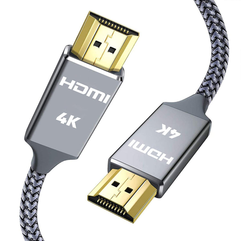 4K HDMI Cable 6.6 ft,Capshi High Speed 18Gbps HDMI Cable,4K, 3D, 2160P, 1080P, Ethernet - 28AWG Braided HDMI Cord - Audio Return(ARC) Compatible UHD TV, Blu-ray, PS4, PS3, PC 6.6 feet Grey