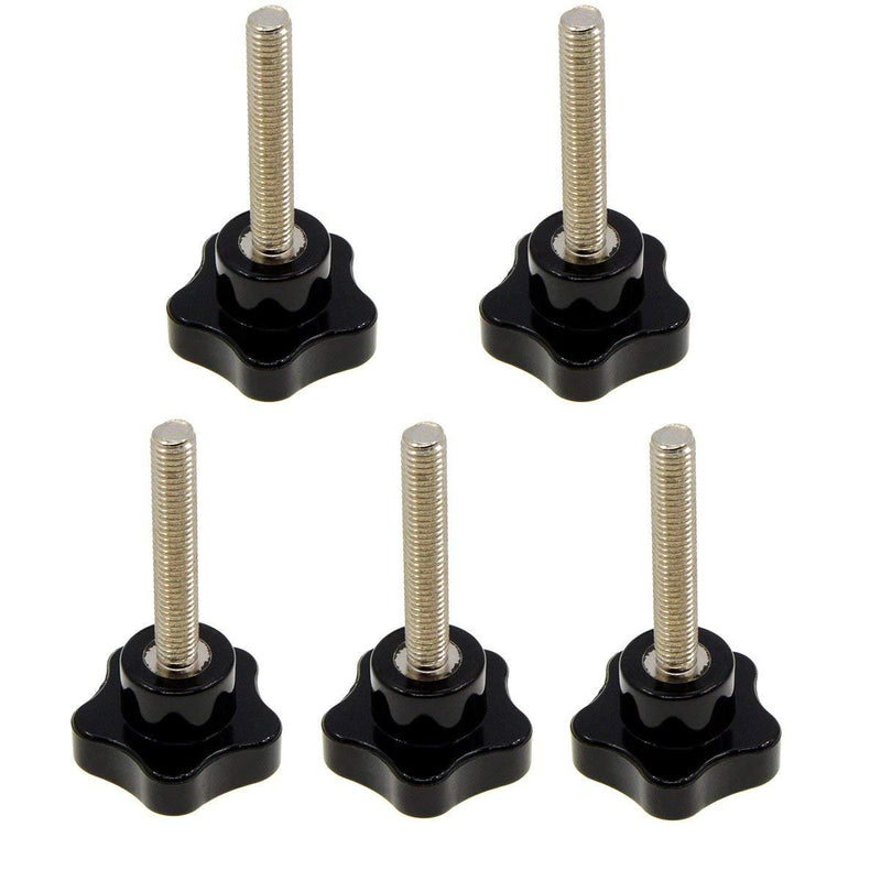 YXQ M8x50 Hand Star Knobs Thread Stud Tightening Screws Clamping Grip Five Arm Replacement Black Plastic, 40mm Dia (5Pcs) M8 x 50(5Pcs)