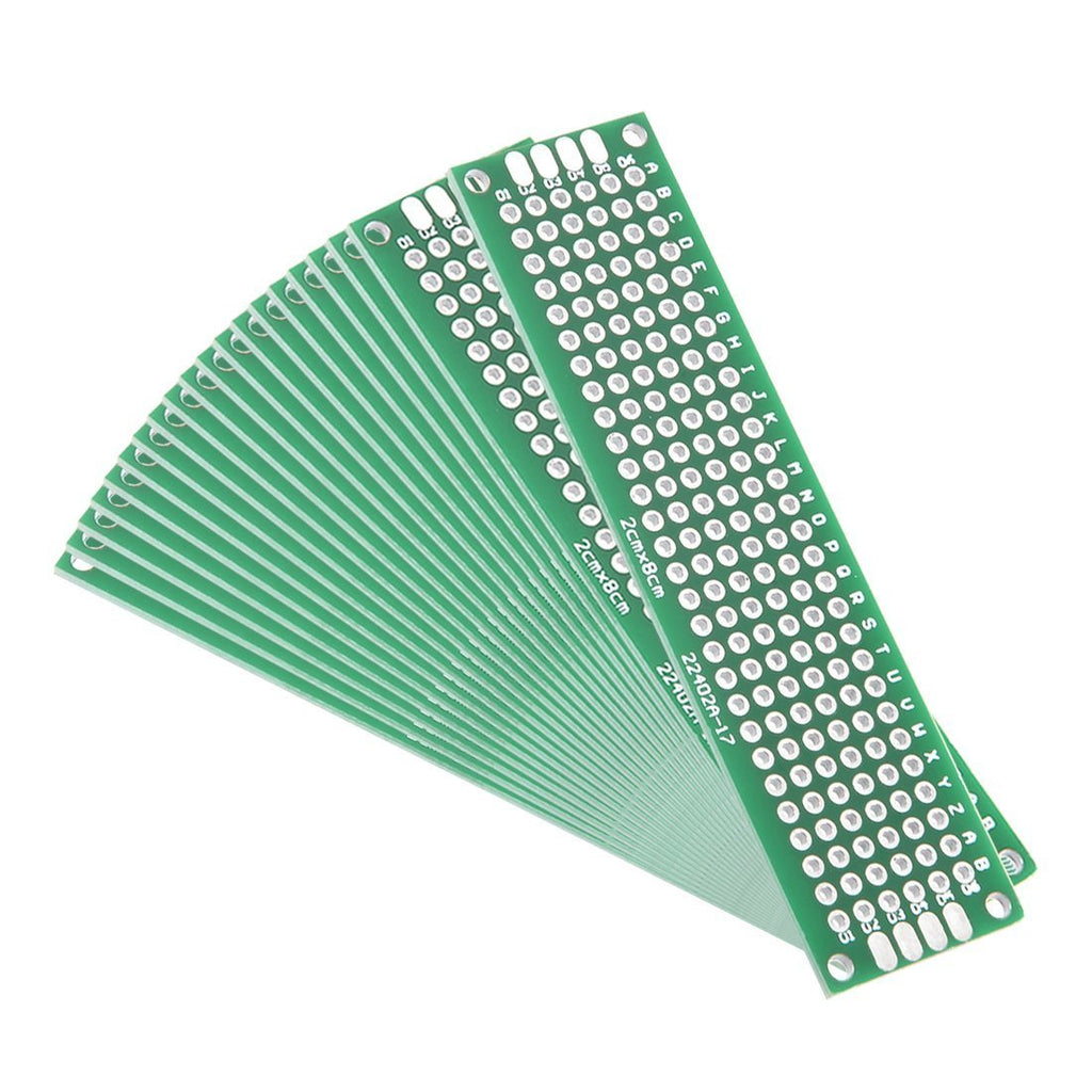 uxcell 20pcs 2x8cm Double Sided PCB Board Universal Printed Circuit Proto Board for DIY Soldering Electronic Projects Practice Test Circuit