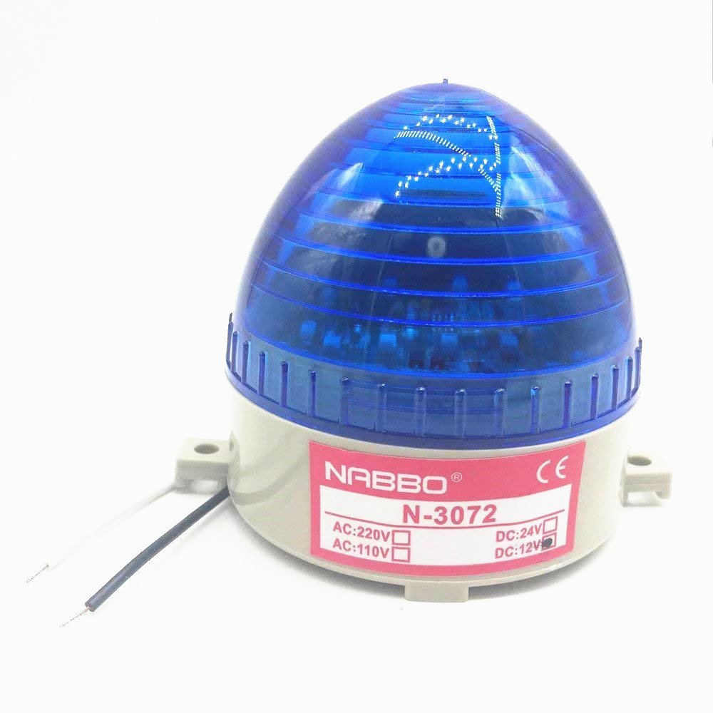 Nxtop Industrial DC 12V Blue LED Warning Light Bulb Signal Tower Lamp Steady Flash (N-3072 12V DC)