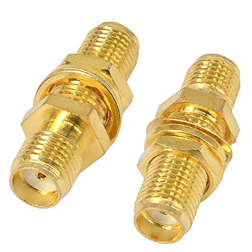 BOOBRIE SMA Socket Connector SMA Female to Female Barrel Adapter SMA Panel Chassis Mount Connector SMA Female Bulkhead Connector Antenna Jack Adapter for Wireless LAN Device SMA Coax Cable Pack of 2 2 pieces