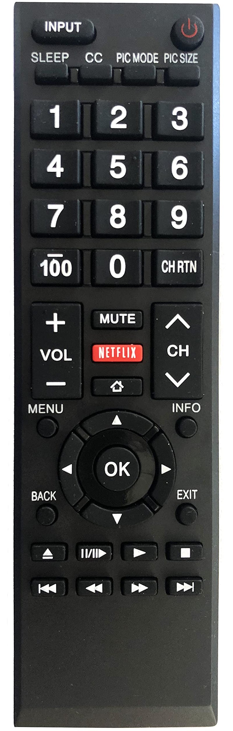 Replacement Remote for All Toshiba TVs, LCD, LED, Smart, and 4K TVs. No Setup Needed.