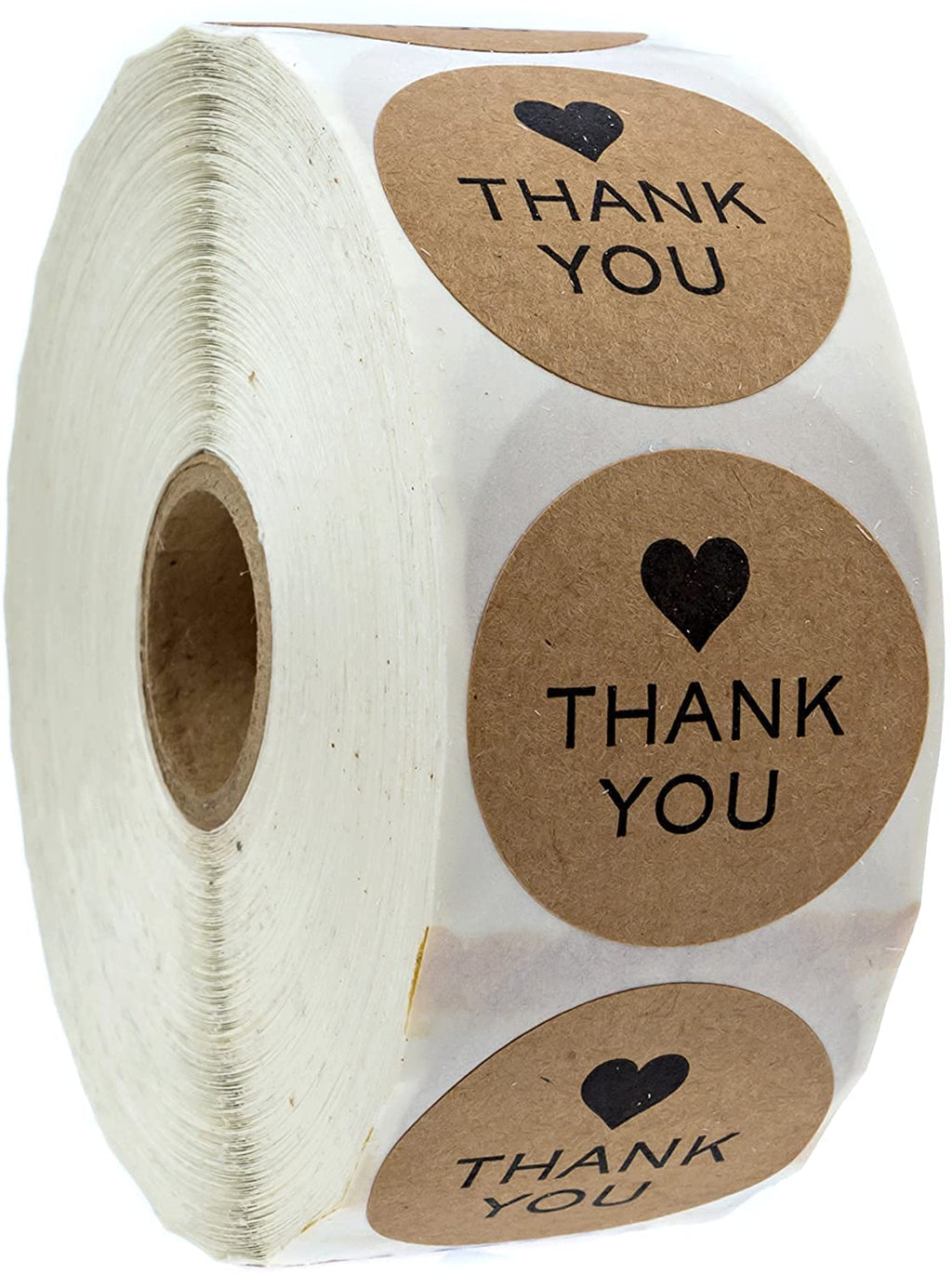 1.5 Inch Round Kraft Thank You Stickers / 1,000 Labels Per Roll