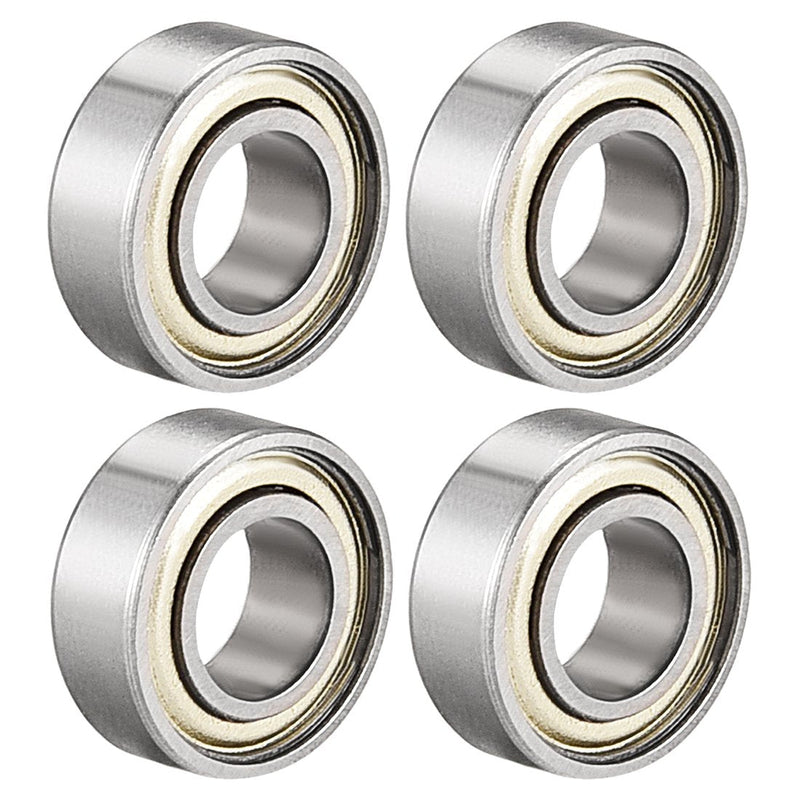uxcell 687ZZ Ball Bearing 7mm x 14mm x 5mm Double Shielded 687-2Z Deep Groove Bearings, Carbon Steel (Pack of 4) 7mmx14mmx5mm