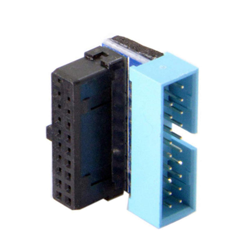 Cablecc USB 3.0 20pin Male to Female Extension Adapter Up Down Angled 90 Degree for Motherboard Mainboard (UP Angled) Blue Up