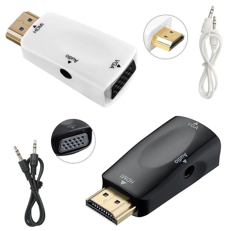 HDMI to VGA Converter Adapter, SourceTon 2 Packs Gold-Plated Display Port Adapter with Audio Output for Laptop, PC, DVD, and Other Devices with HDMI Port