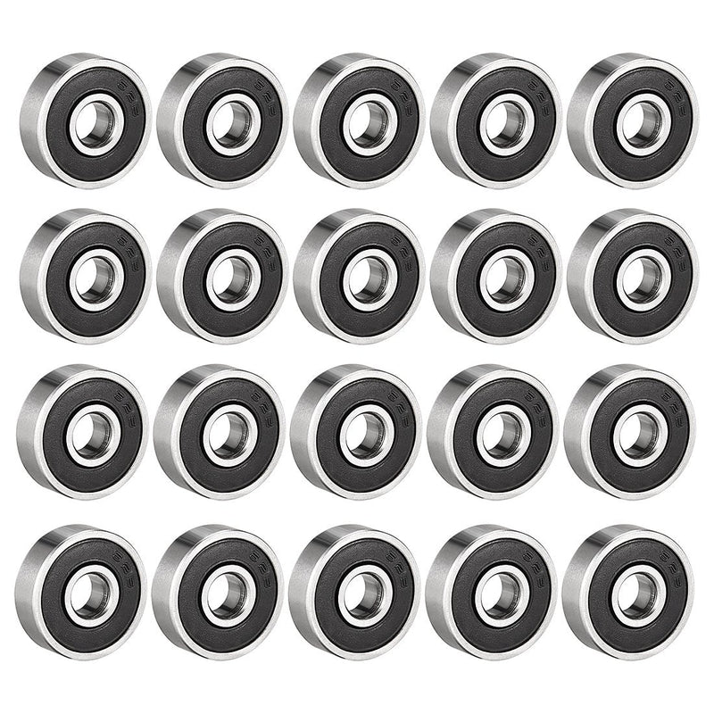 uxcell 626-2RS Ball Bearing 6mm x 19mm x 6mm Double Sealed 180026 Deep Groove Bearings, Carbon Steel (Pack of 20) 6x19x6mm