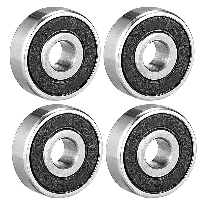 uxcell 627-2RS Deep Groove Ball Bearing Double Sealed 180027, 7mm x 22mm x 7mm Chrome Steel Bearings (Pack of 4) 7mmx22mmx7mm