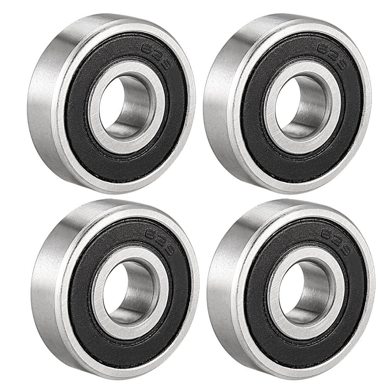 uxcell 629-2RS Ball Bearing 9mm x 26mm x 8mm Double Sealed 180029 Deep Groove Bearings, Carbon Steel (Pack of 4)