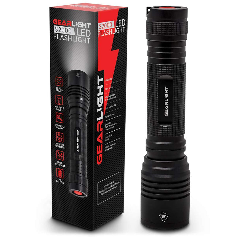GearLight LED Flashlight - Bright, High Lumen, Battery Powered Tactical Flashlights for Emergency, Camping & Outdoor Use - S2000﻿