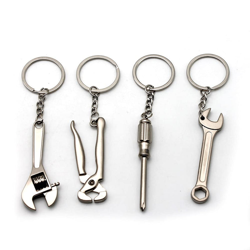 4pcs Mini Wrench Tool Keychain Metal Spanner Keyring Pendant Key Holder Organizer Keyfob Gift for Men Women Multitool Keychain Tool Keychains for Men