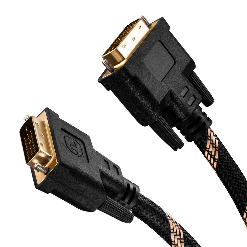 DVI Dual Link Cable 1.8M,Nylon Braided DVI-D 24+1 Dual Link Male to Male Digital Video Cable Gold Plated with Ferrite Core Support 2560x1600 for Gaming, DVD, Laptop, HDTV and Projector(6 Ft/1.8M) 6 Ft/1.8M