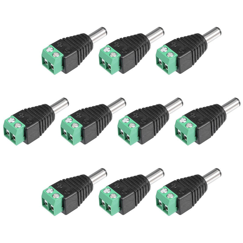 uxcell 10Pcs 5.5x2.1mm Male DC Power Jack Plug Adapter Connector for LED Strip CCTV Camera Cable Wire Ends