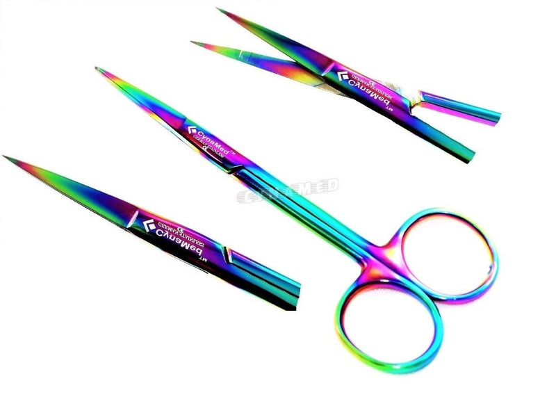 German Iris Scissors 4.50" Straight Multicolor Surgical Dental Veterinary Instruments Cynamed