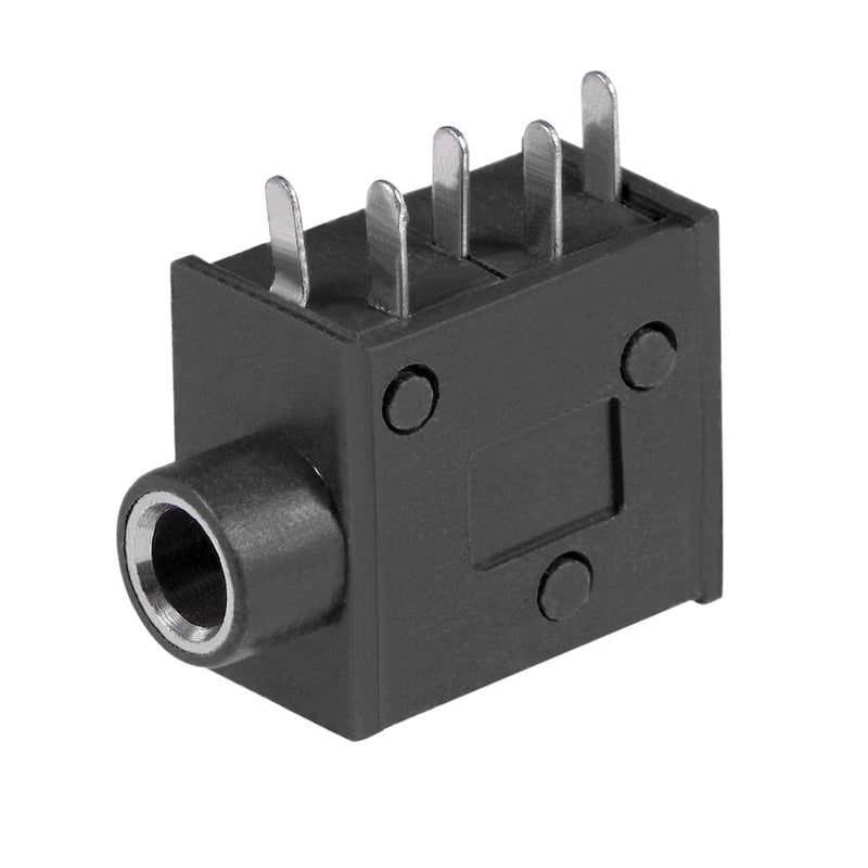 uxcell 6Pcs PCB Mount 3.5mm 5 Pin Socket Headphone Stereo Jack Audio Video Connector Black PJ325