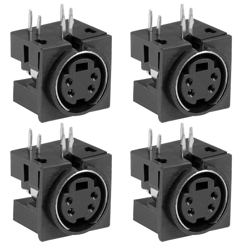 uxcell S-video PCB Mount 4 Pin Din Socket Audio Video Connector Black