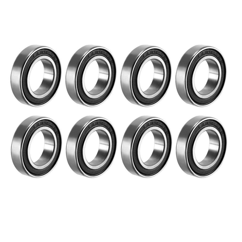 uxcell 6801-2RS Deep Groove Ball Bearing Double Sealed 1180801, 12mm x 21mm x 5mm Carbon Steel Bearings (Pack of 8) 12x21x5mm