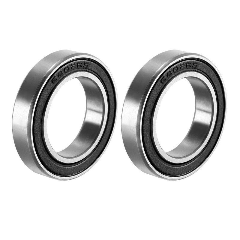 uxcell 6802-2RS Deep Groove Ball Bearing Double Sealed 1180802, 15mm x 24mm x 5mm Carbon Steel Bearings (Pack of 2) 15mmx24mmx5mm