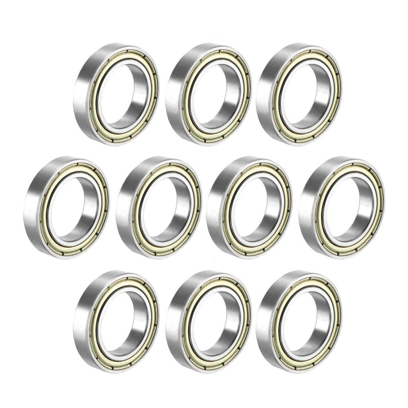 uxcell 6802ZZ Deep Groove Ball Bearing Double Shield 6802-2Z 1080802, 15mm x 24mm x 5mm Carbon Steel Bearings (Pack of 10) 15mmx24mmx5mm