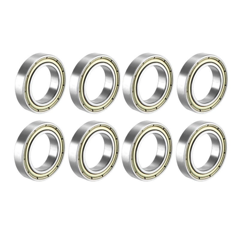uxcell 6802ZZ Deep Groove Ball Bearing Double Shield 6802-2Z 1080802, 15mm x 24mm x 5mm Carbon Steel Bearings (Pack of 8) 15mmx24mmx5mm