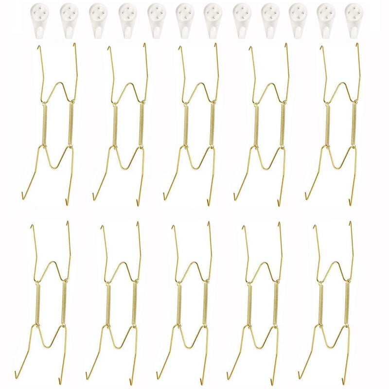 Fasunry 10 Pack Plate Hangers, 8 Inch Wall Plate Hangers and 12 Pack Wall Hooks, Compatible 7.5 to 8.5 Inch Decorative Plates, Antique China, Antique Plates and Arts