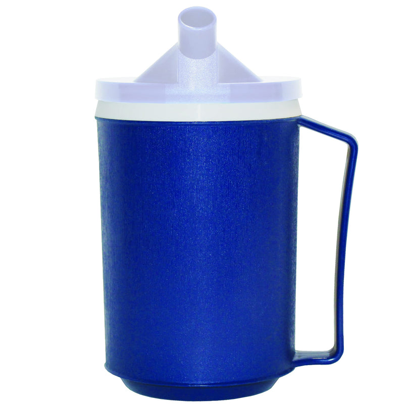 Insulated Blue Mug with White Snorkel Lid, Non-Weighted