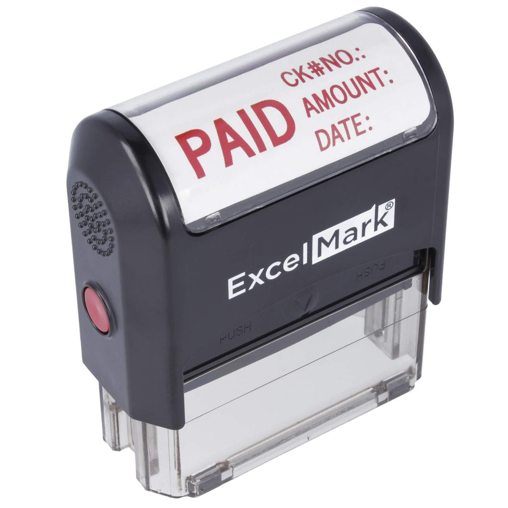 Paid with Check No, Amount, Date - ExcelMark Self Inking Rubber Stamp - A2359