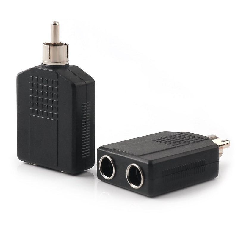 NANYI RCA Male to Two 6.35mm (1/4 Inch) Female Audio Heads, RCA M One-Two 6.35mm F Stereo Interconnect Audio Adapter, 2Pack(RCA M-2x6.35mm F) RCA M-2x6.35mm F