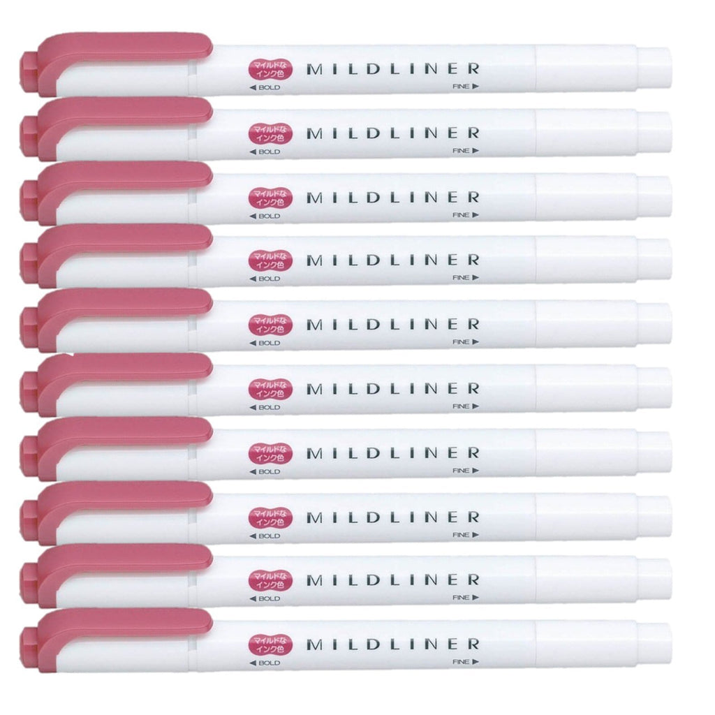 ZEBRA MILDLINER Highlighter pen markers, Mild Red (WKT7-MR) x10