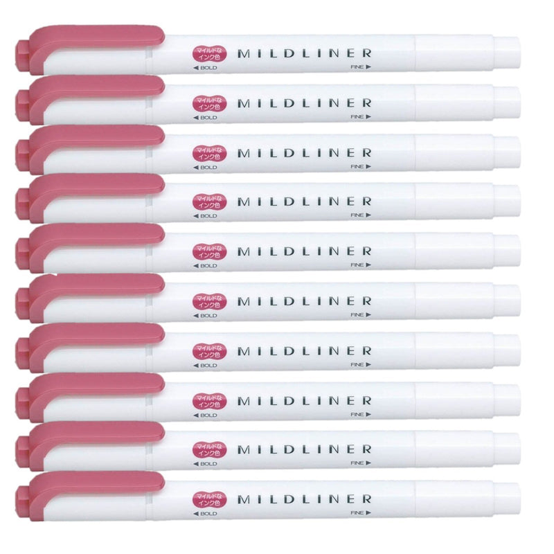 ZEBRA MILDLINER Highlighter pen markers, Mild Red (WKT7-MR) x10