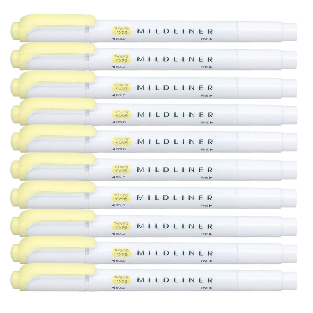 ZEBRA MILDLINER Highlighter pen markers, Mild Yellow (WKT7-MY) x10