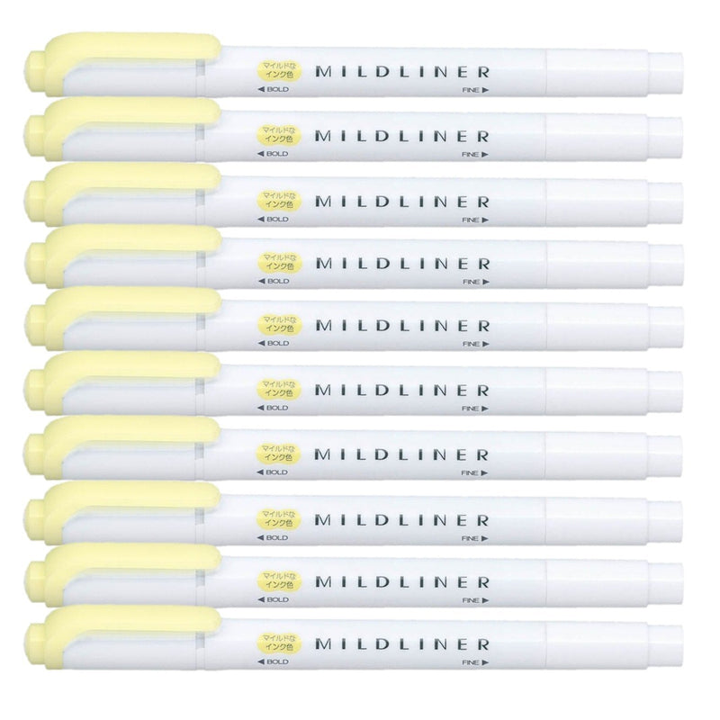 ZEBRA MILDLINER Highlighter pen markers, Mild Yellow (WKT7-MY) x10