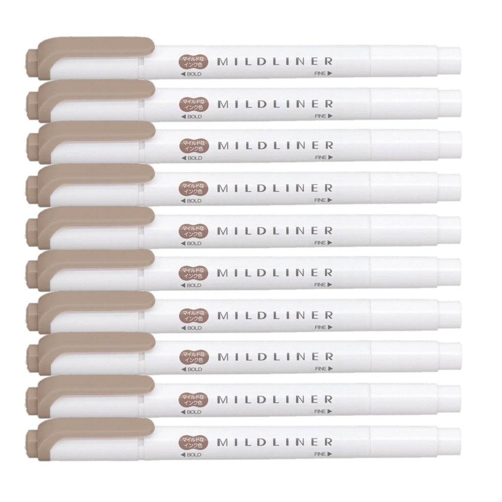 ZEBRA MILDLINER Highlighter pen markers, Mild Brown (WKT7-ME) x10