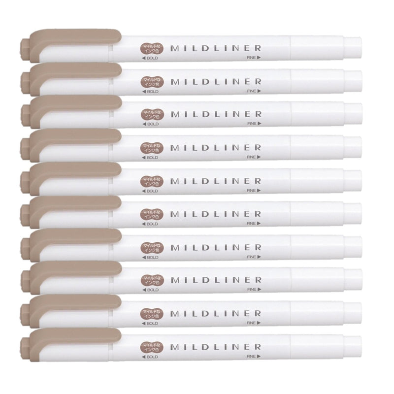 ZEBRA MILDLINER Highlighter pen markers, Mild Brown (WKT7-ME) x10