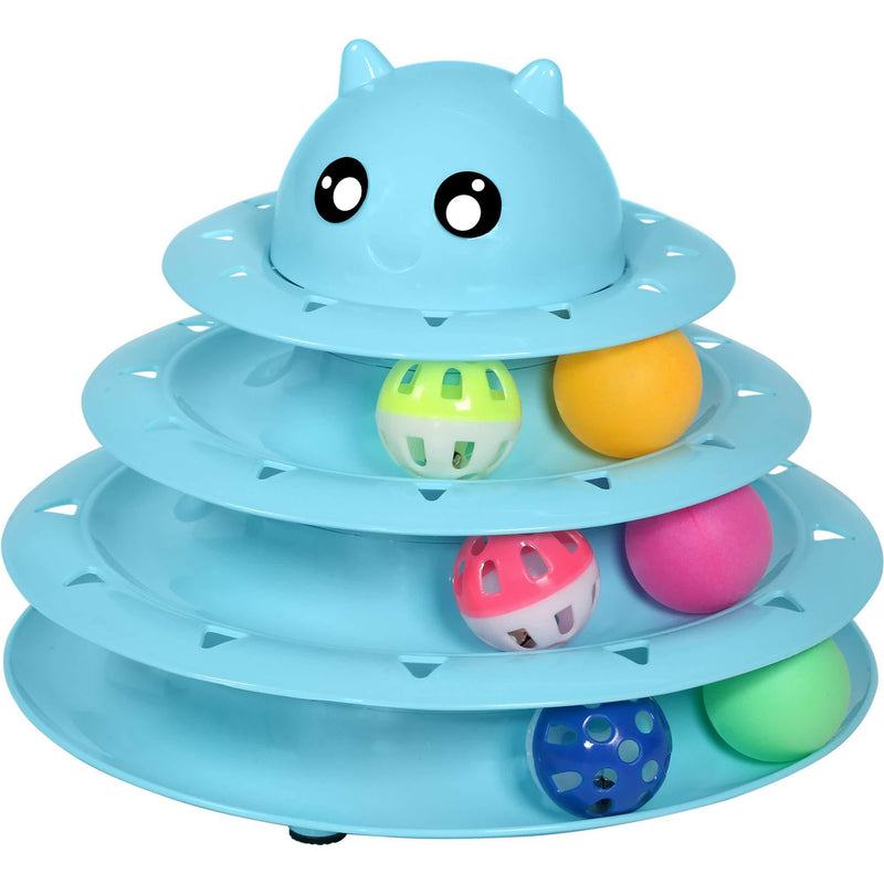 UPSKY Cat Toy Roller 3-Level Turntable Cat Toys Balls with Six Colorful Balls Interactive Kitten Fun Mental Physical Exercise Puzzle Kitten Toys. blue