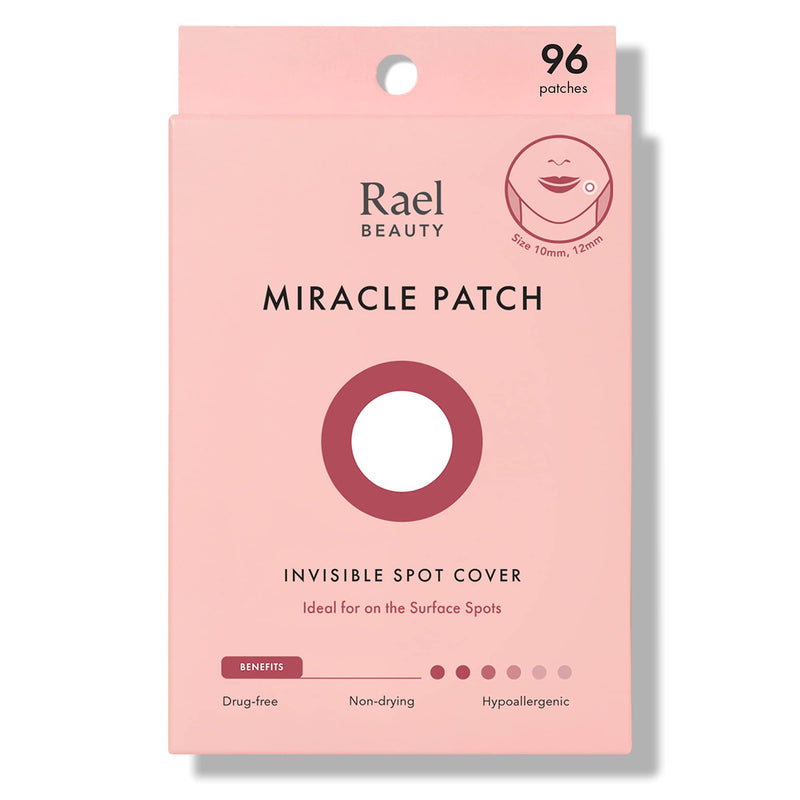 Rael Acne Pimple Healing Patch - Absorbing Cover, Invisible, Blemish Spot, Hydrocolloid, Skin Treatment, Facial Stickers, Two Sizes 10mm & 12mm (96 Count)