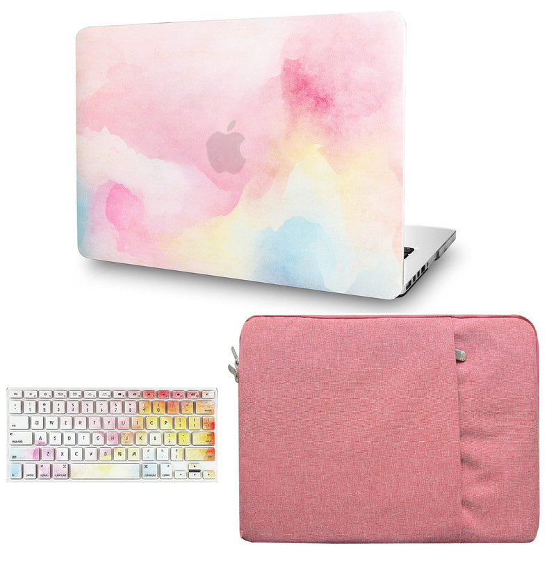 KECC Compatible with MacBook Pro Retina 13 inch Case 2012-2015 Release A1502 A1425 Plastic Hard Shell + Keyboard Cover + Sleeve (Rainbow Mist) Rainbow Mist
