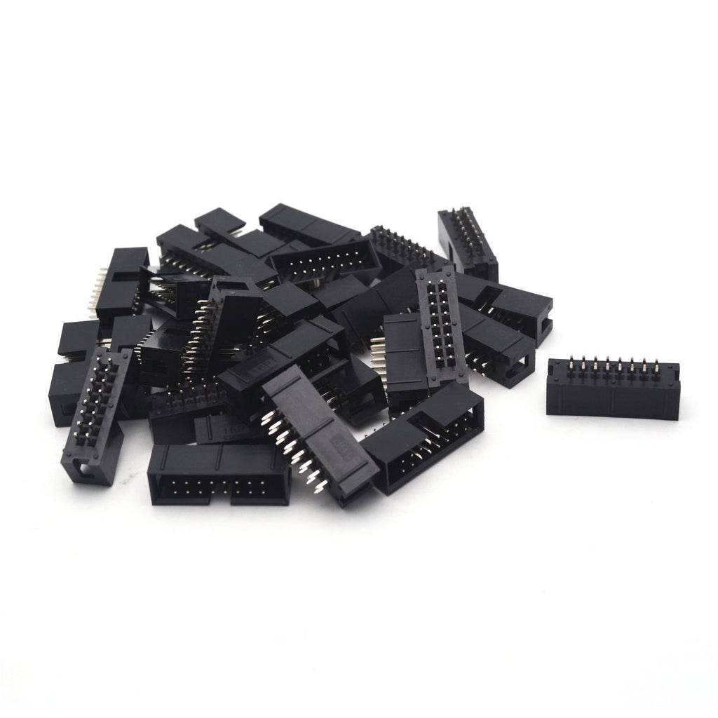 Antrader 30PCS/Lot DC3 16 Pin 2 x 8Pin Double Row Pitch 2.54mm Double-Spaced Straight Pin Male IDC Socket Box Header Connector