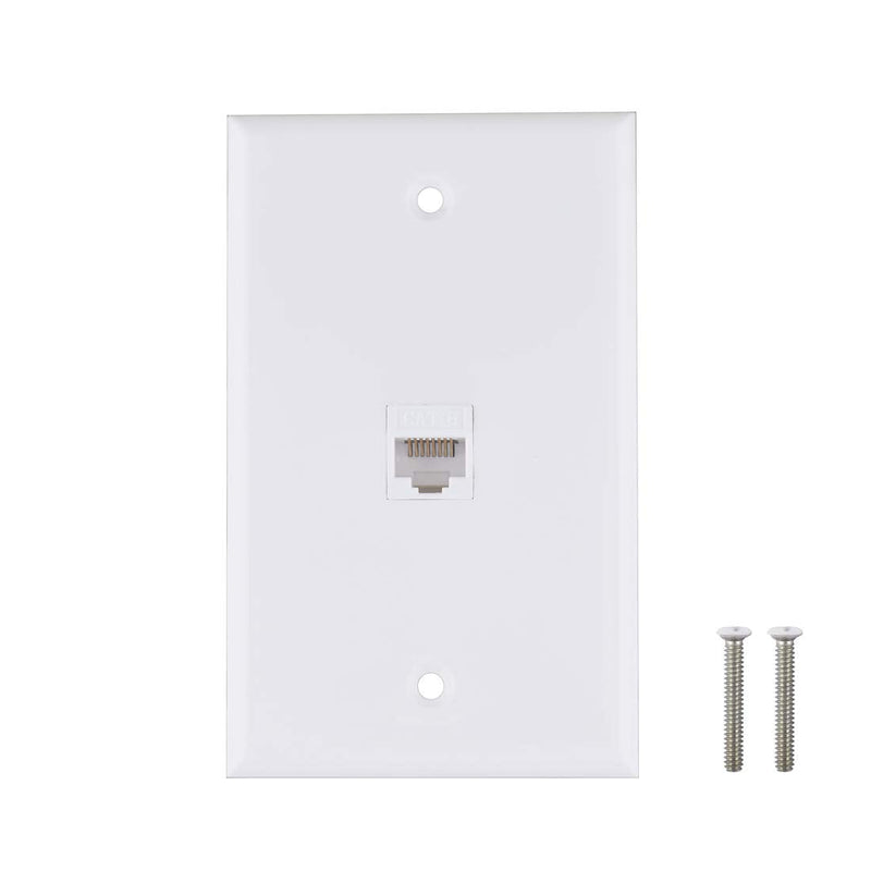 Ethernet Wall Plate, 1 Port Cat6 Keystone Female to Female Wall Plate - White 1 CAT6
