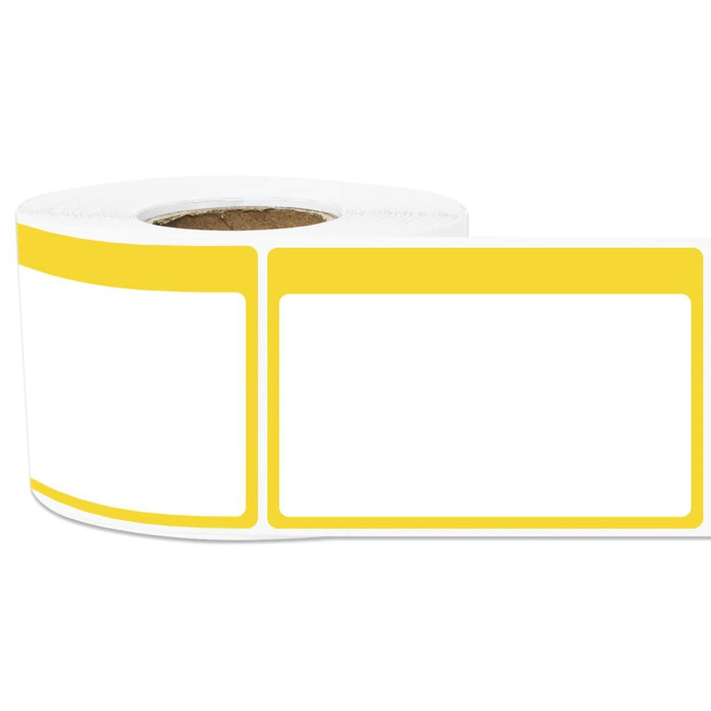 1 Roll - Plain Writable Name Tag Labels with Colorful Border for Visitor Badges 3.5" x 2.25" Yellow - 300 Labels 1 Roll