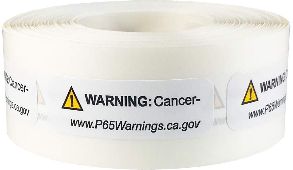 California Proposition 65 Cancer Warning Labels Short Form .5 x 1.5 Inch 500 Adhesive Stickers