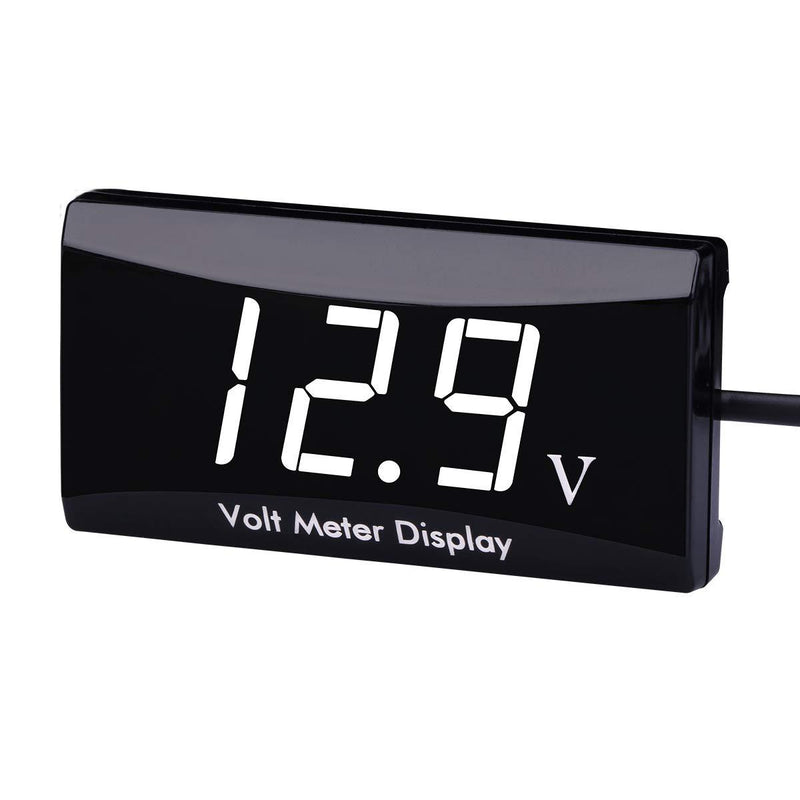 DC 12V Car Digital Voltmeter Gauge - AIMILAR LED Display Voltage Volt Meter for Car Motorcycle (White) White