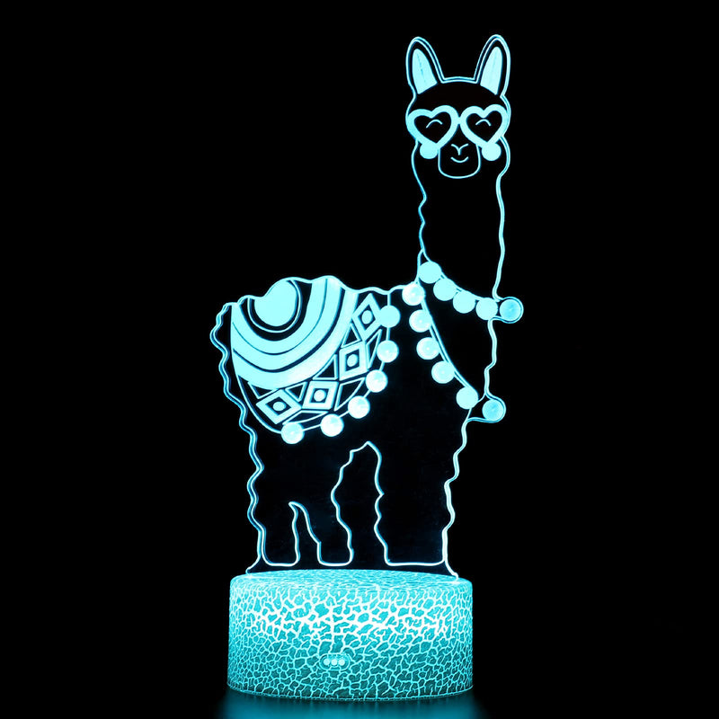 Night Lights Changeable USB Touch Lampada 3D Visual Bulbing lampen Children's Room Decor Holiday Light (Llama) Battle