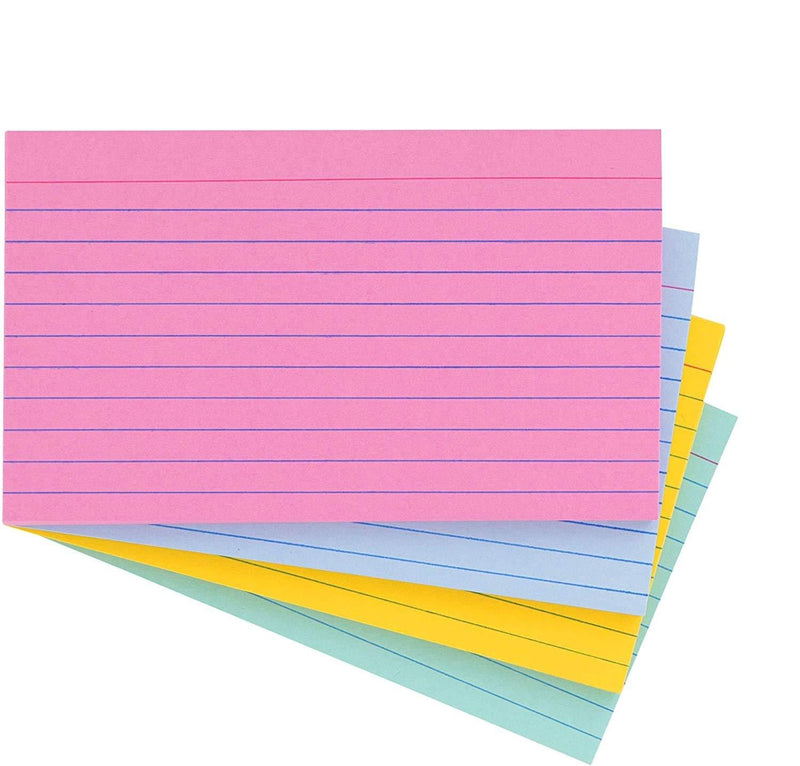 Emraw Ruled Colored Index Card Plain Back 3”x5” – For School, Home & Office (Pack of 200 Count)