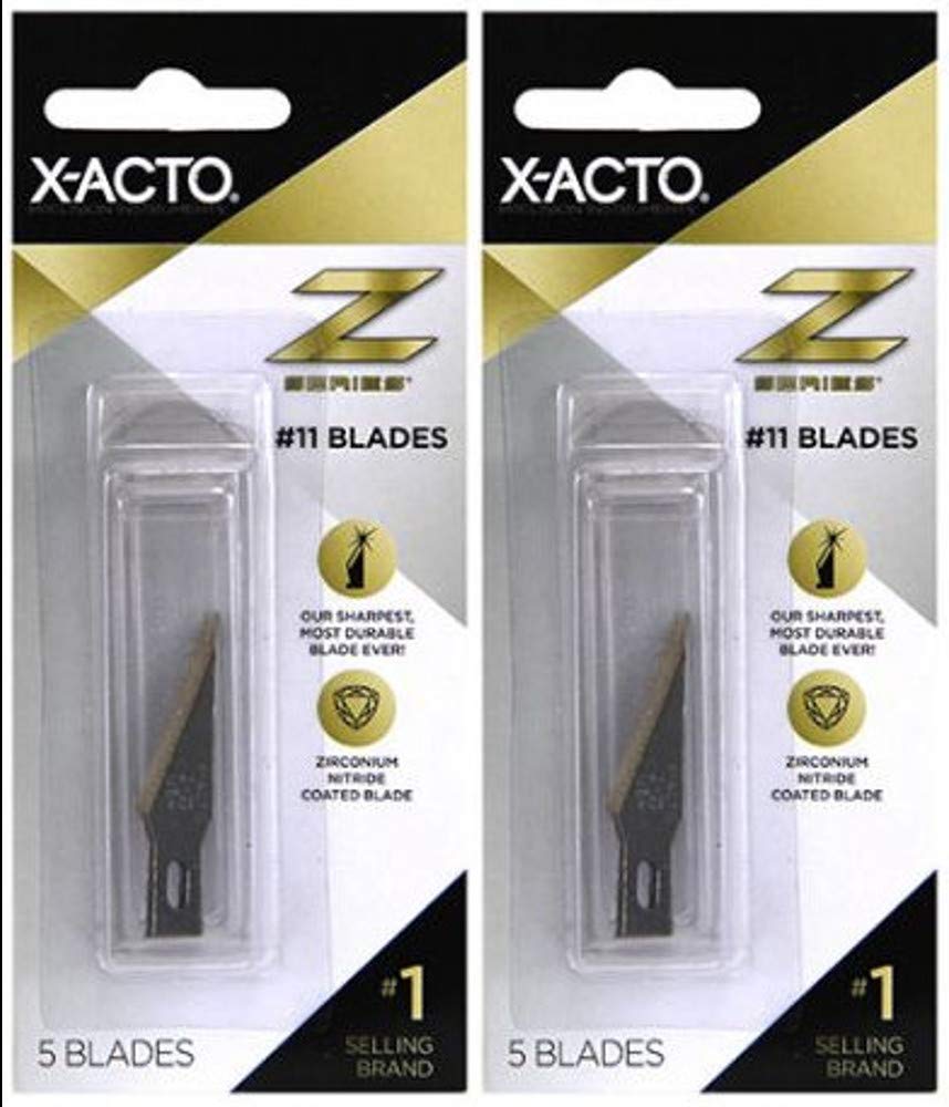 2-Pack - X-ACTO Z Series Light-Weight Replacement Blade, No 11, 4-7/8 in L, Stainless Steel Blade, Gold Hue, 5 Blades per Pack Z Blades 5ct - 2 Pack