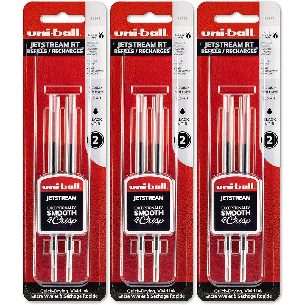 uni-ball Jetstream RT Ballpoint Pen Refills, Bold Point (1.0mm), Black, 6 Count