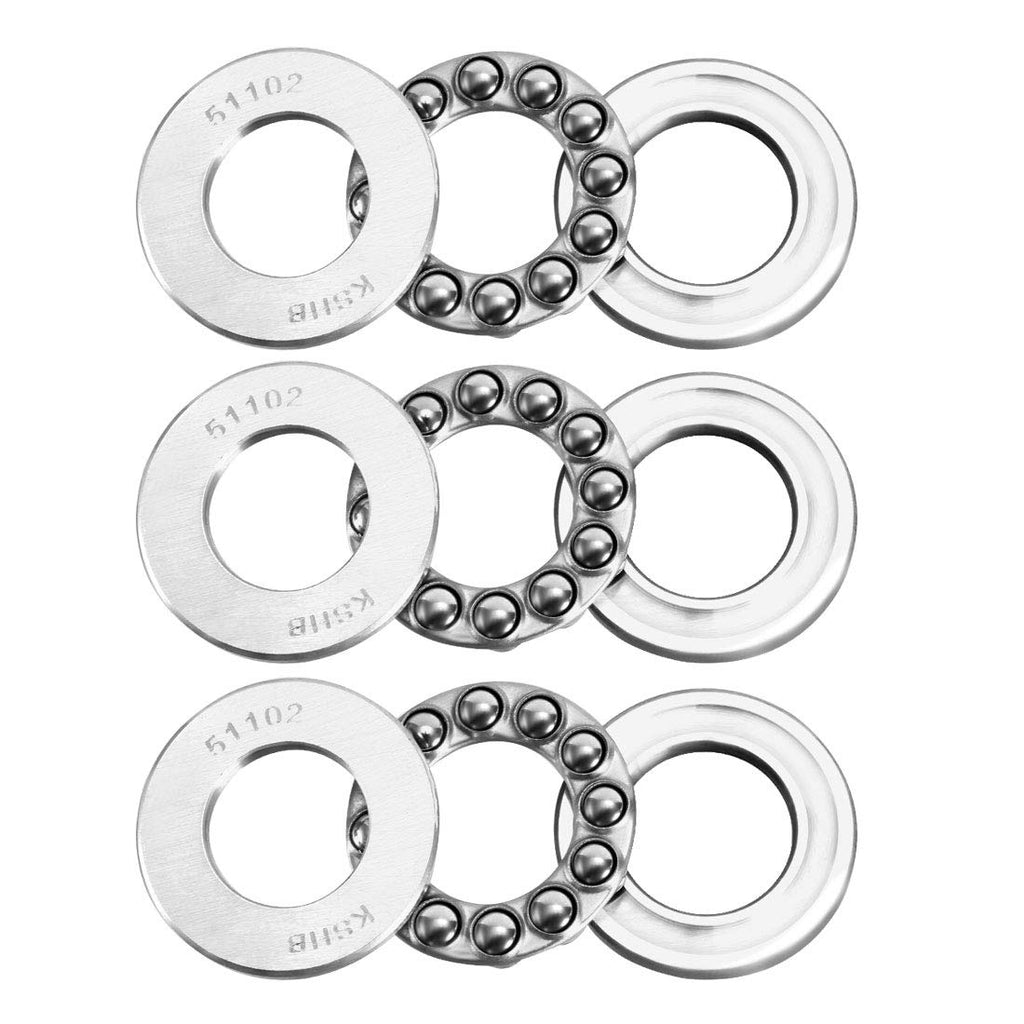 uxcell 51102 Thrust Ball Bearings 15mm x 28mm x 9mm Chrome Steel ABEC3 Single Row Roller 3pcs 15mmx28mmx9mm