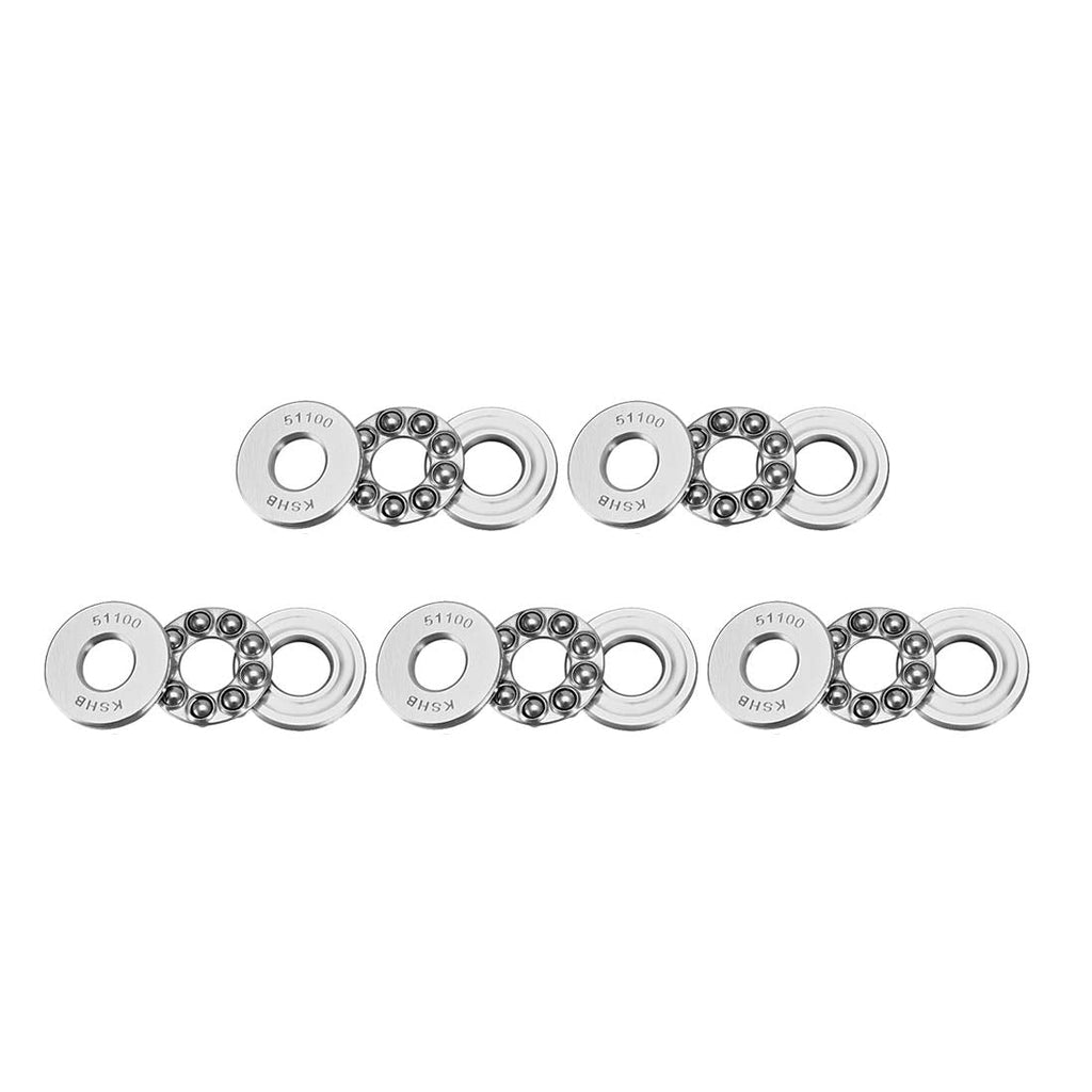 uxcell 51100 Thrust Ball Bearings 10mm x 24mm x 9mm Chrome Steel ABEC3 Single Row Roller 5pcs