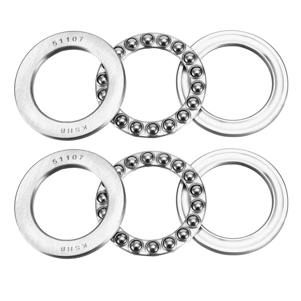 uxcell 51107 Thrust Ball Bearings 35mm x 52mm x 12mm Chrome Steel ABEC3 Single Row Roller 2pcs