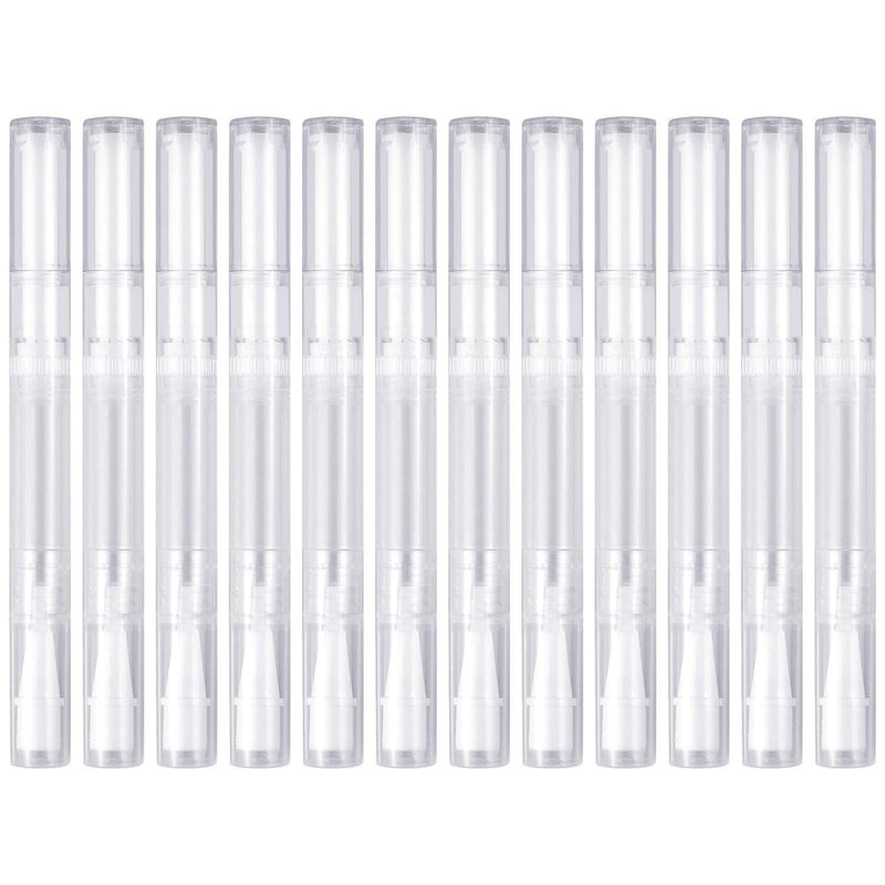 12 Pack 3 Ml Transparent Twist Pens Empty Nail Oil Pen Brush, Cuticle Oil Pen Cosmetic Lip Gloss Container Applicators